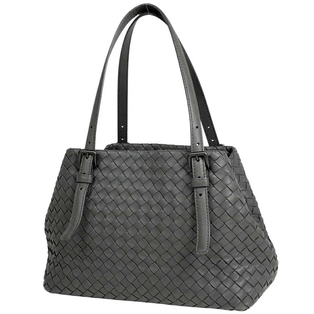 Bottega Veneta Intrecciato Handbag Nappa Leather Woven Gray